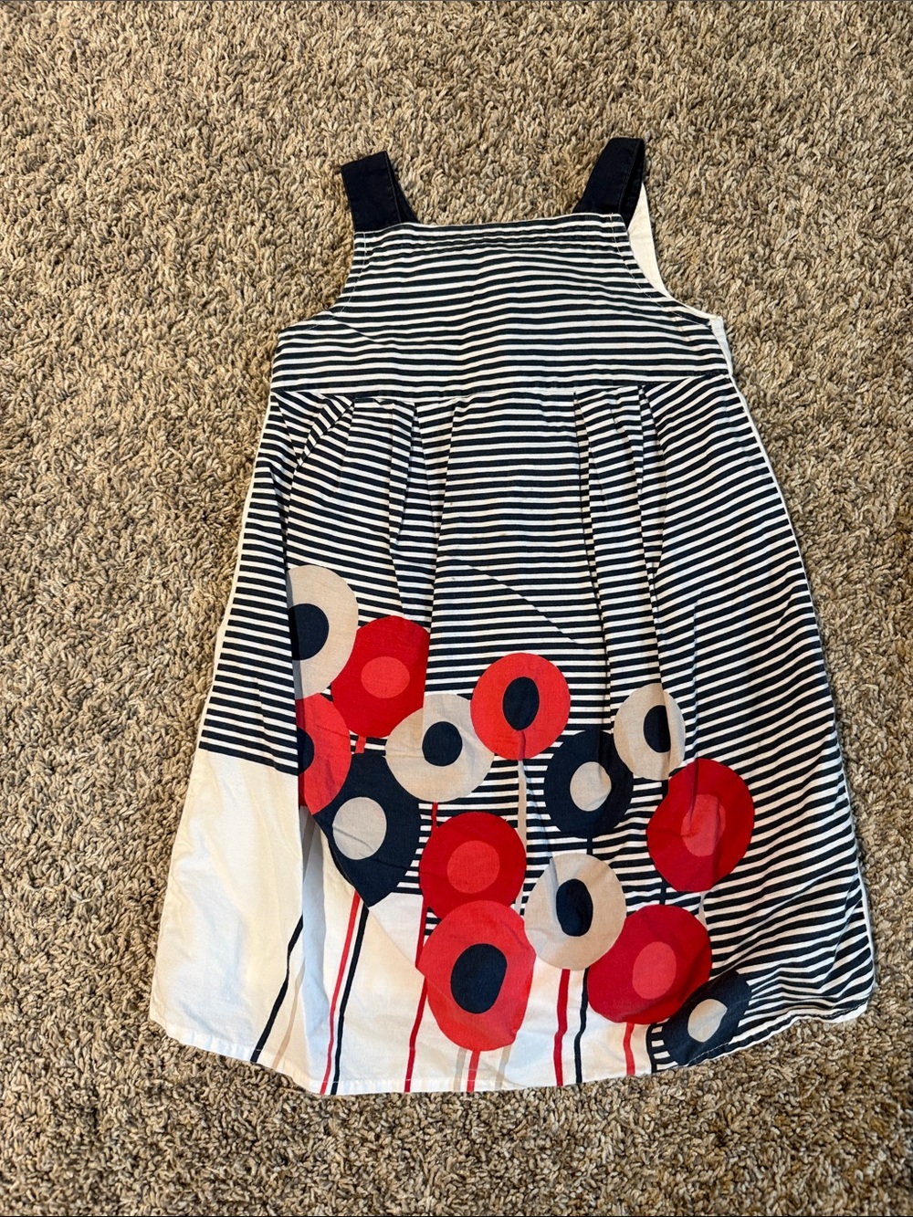 Old Navy Navy & White Striped Tank Dress with Red and Navy Floral Print